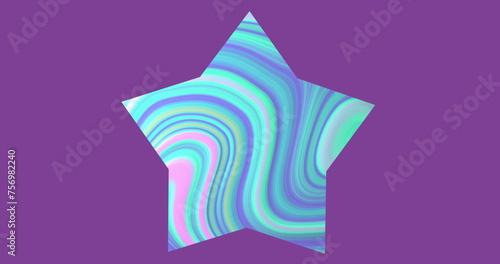 Image of star shape over moving colourful background