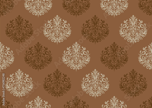 Ethnic Pattern. Ethnic India seamless pattern design oriental style. Damask India Motif.
