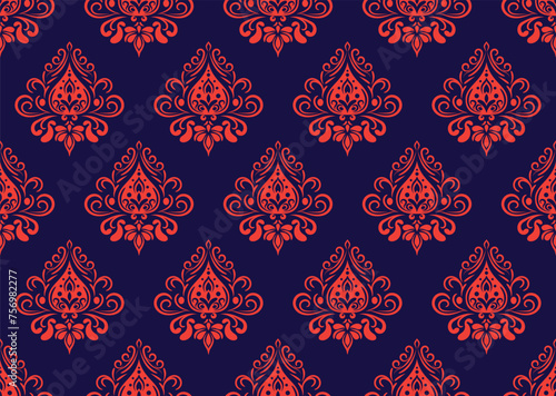Ethnic Pattern. Ethnic India seamless pattern design oriental style. Damask India Motif.