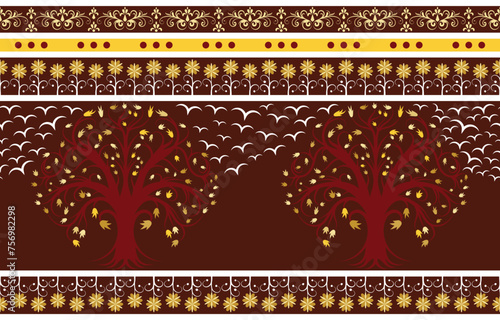 Ethnic Pattern. Ethnic India seamless pattern design oriental style. Tree of life India Motif.
