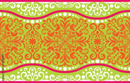 Ethnic Pattern. Ethnic India seamless pattern design oriental style. Damask India Motif.