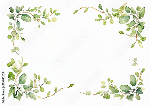 Wallpaper Mural watercolor horizontal vine frame border decoration elements - wedding card invitation illustration design asset. Torontodigital.ca