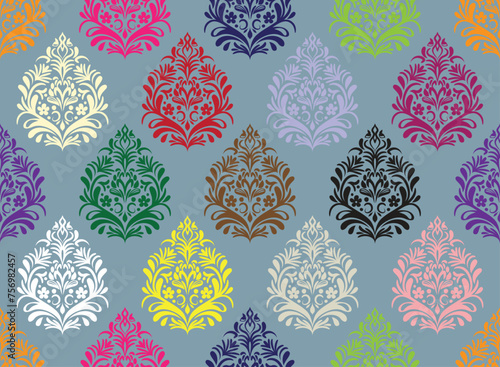 Ethnic Pattern. Ethnic India seamless pattern design oriental style. Damask India Motif.