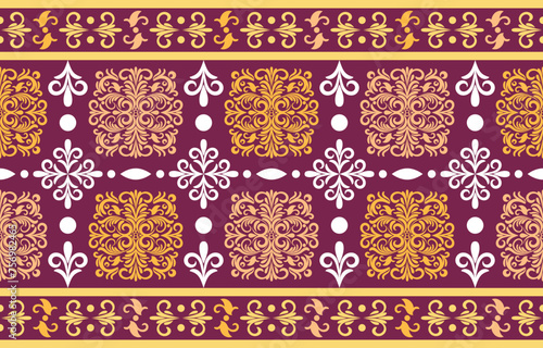 Ethnic Pattern. Ethnic India seamless pattern design oriental style. Damask India Motif.