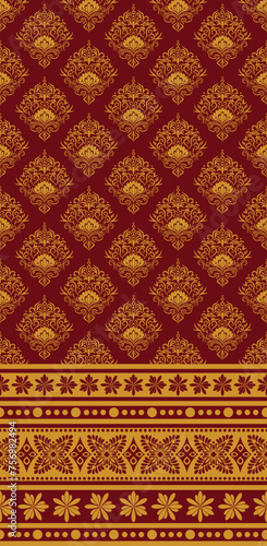 Ethnic Pattern. Ethnic India seamless pattern design oriental style. Damask India Motif.