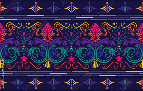 Ethnic Pattern. Ethnic India seamless pattern design oriental style. Damask India Motif.