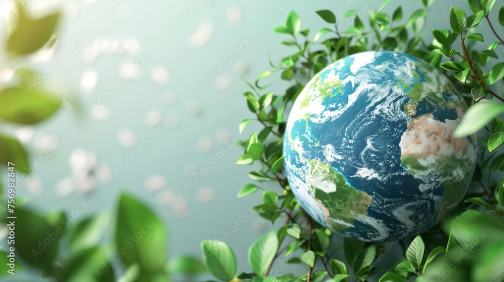 Eco Friendly Earth on White Background. Earth Day, World Environment Day, Save the World. Zero Carbon Dioxide Emissions Eco Friendly Earth on White Background. Earth Day, World Environment Day, Save the World. Zero Carbon Dioxide Emissions