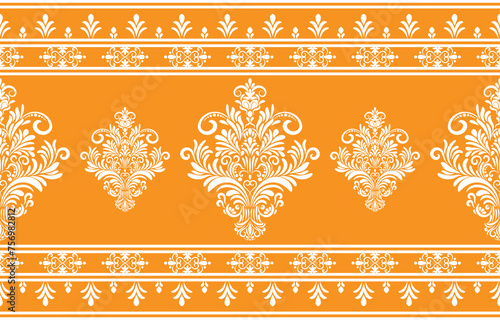 Ethnic Pattern. Ethnic India seamless pattern design oriental style. Damask India Motif.