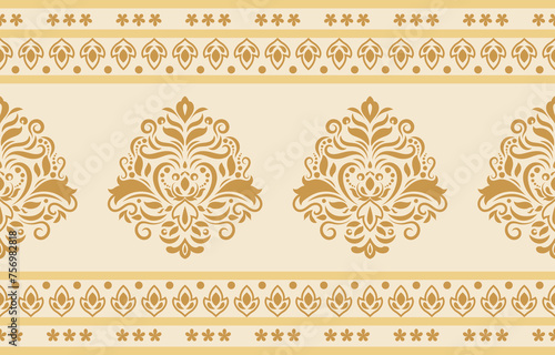 Ethnic Pattern. Ethnic India seamless pattern design oriental style. Damask India Motif.