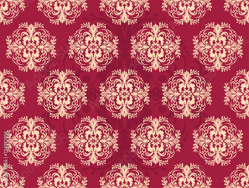 Ethnic Pattern. Ethnic India seamless pattern design oriental style. Damask India Motif.