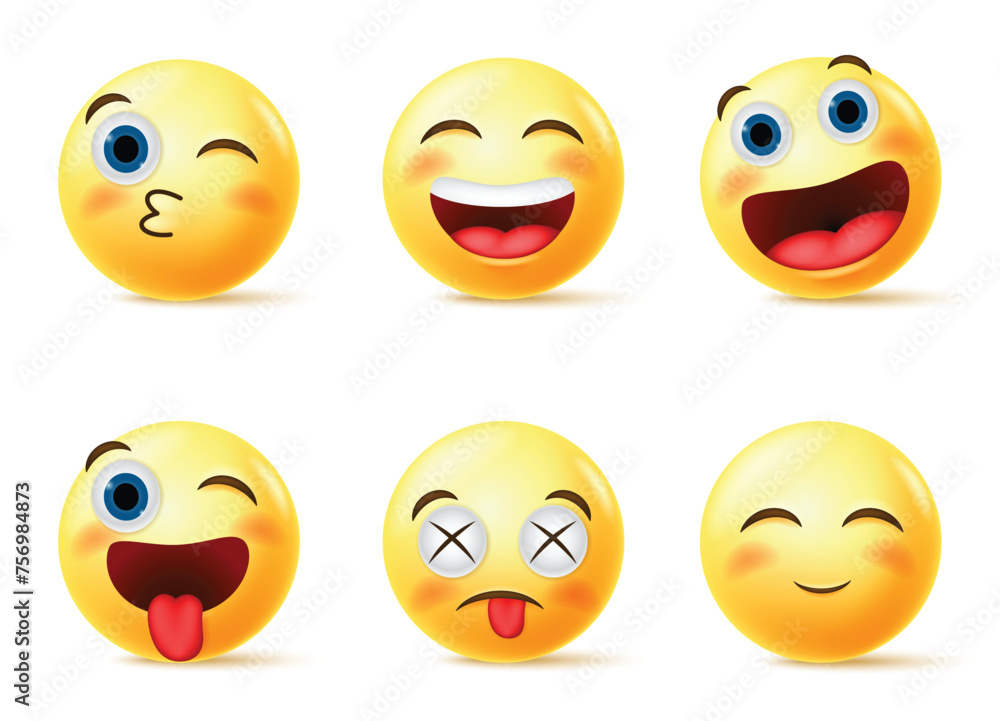 Emoji Smiley Face cartoon set with different expression