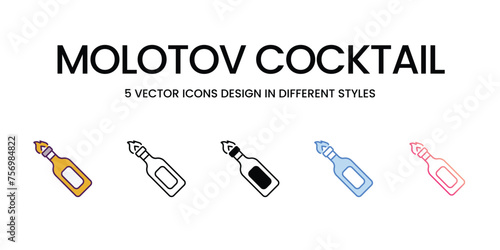 Molotov Cocktail icons set vector stock illustration