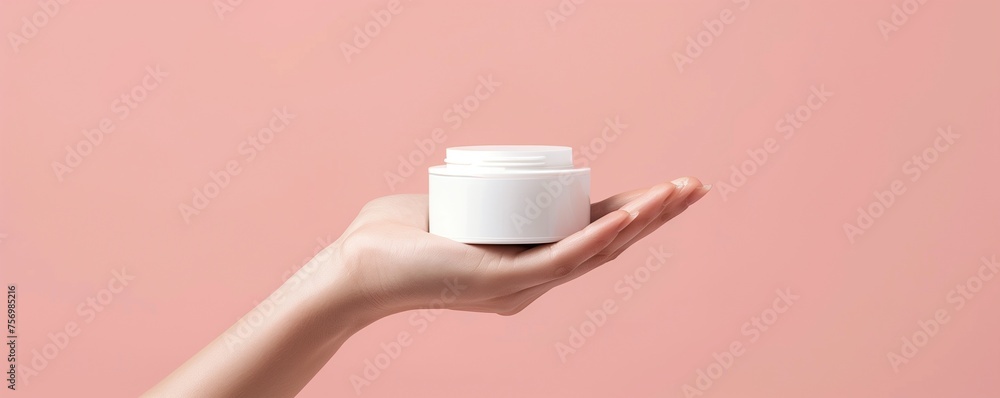 Blank white jar of cream mock up, cosmetic and skin care concept Blank white jar of cream mock up, cosmetic and skin care concept