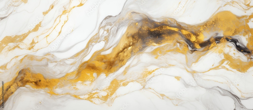 A detailed shot showcasing the elegant white and gold marble texture, perfect for incorporating into art, fashion accessories, or event decor A detailed shot showcasing the elegant white and gold marble texture, perfect for incorporating into art, fashion accessories, or event decor