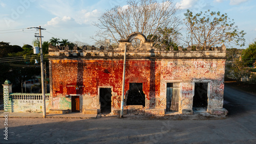 Historical Hacienda Yaxcopoil Yucatán México Drone aerial shot photo