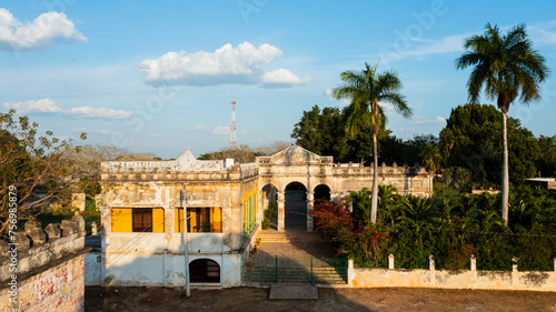 Historical Hacienda Yaxcopoil Yucatán México Drone aerial shot photo