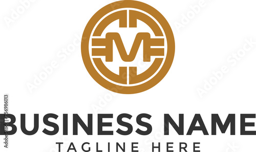 letter m crypto logo, crypto coin business logo icon for website.	blockchain and digital currency symbol crypto currency token