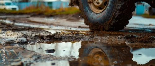 A photo of a puddle in a tire basin