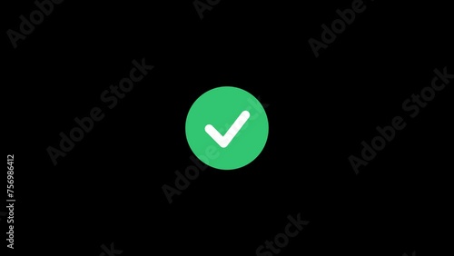animated check mark list icon. motion graphich check mark green logo symbol. icon animation is correct or approved
