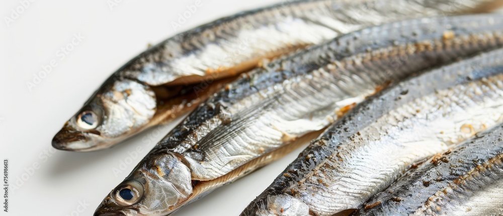 Anchovy fillets against white background Anchovy fillets against white background