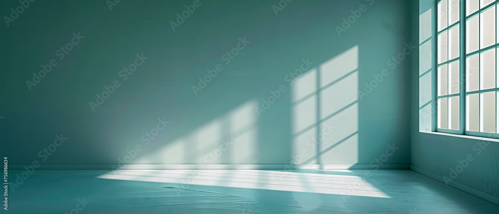 Obraz premium A minimalist black and white photograph of a stark empty room with a single window