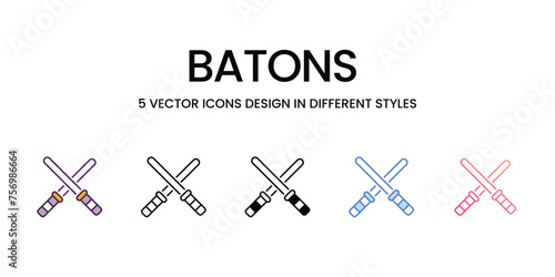 Batons  icons set vector stock illustration