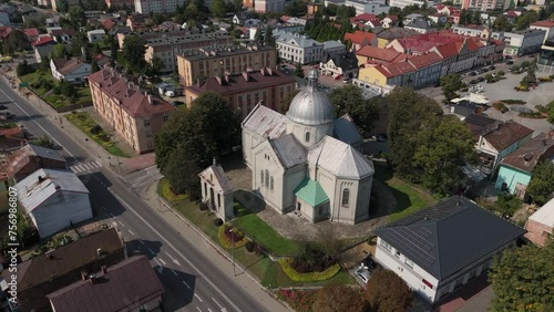 Beautiful Landscape Church Downtown Lubaczow Aerial View Poland photo