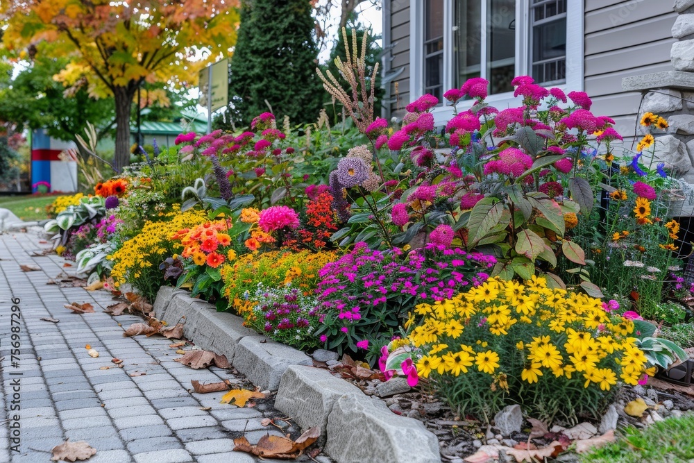 Autumn flower bed in urban garden Autumn flower bed in urban garden