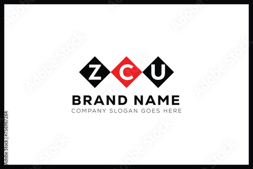 ZCU letter logo design. ZCU creative initials monogram letter logo. ZCU business and real estate logo vector template. photo