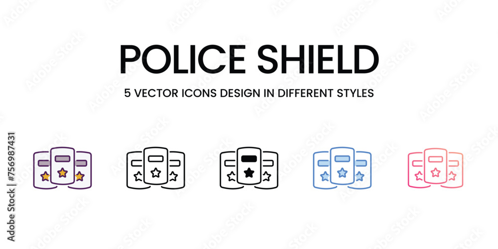 Police Shield icons set vector stock illustration