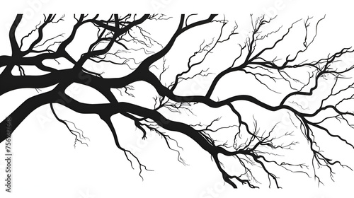 Cartoon Vector Black Tree Branch Silhouettes Copy, Nature Inspired Design Elements for Graphic Projects, Generative AI