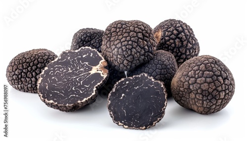 Black truffles only separated white background