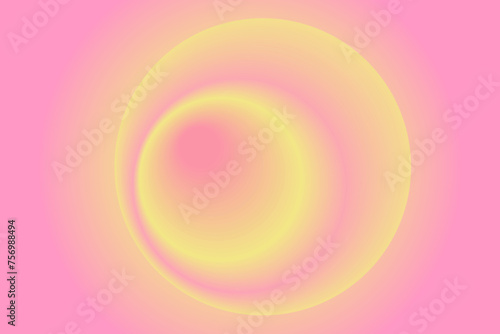 Abstract glowing yellow spectrum sphere or blurred circle gradient shape with pink background, soft round blended circle. Blurred aesthetic watercolor backdrop. Vintage light colors texture.