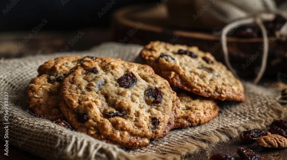 Plate of cookies with raisins on top