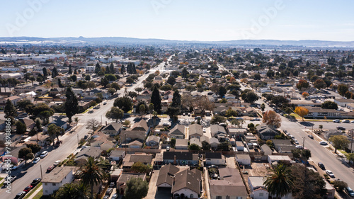 Afternoon view of housing in a neighborhood of Santa Maria, California, USA.