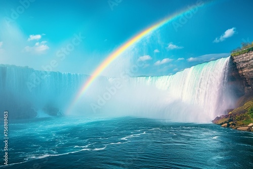 rainbow over waterfall