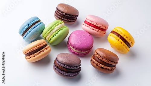 Wallpaper Mural Colorful macarons on white background small French muffins Torontodigital.ca