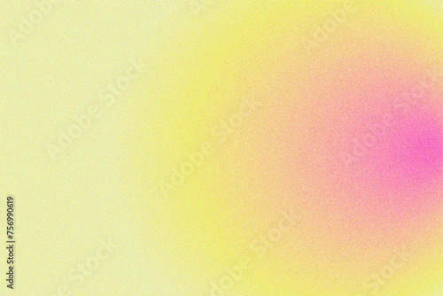 Abstract grainy rainbow background. Aesthetic colorful dust backdrop. Vintage style pink, yellow, lime green wallpaper with noise texture. Retro blurred gradient circle.
