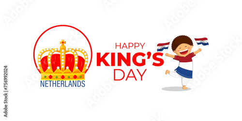 Vector illustration of Netherlands King's Day social media feed template