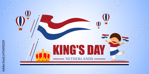Vector illustration of Netherlands King's Day social media feed template