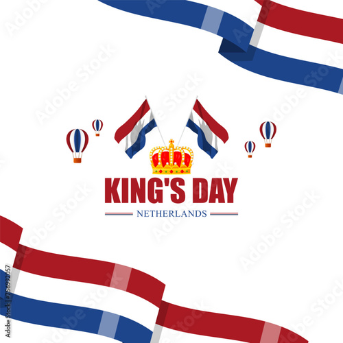 Vector illustration of Netherlands King's Day social media feed template