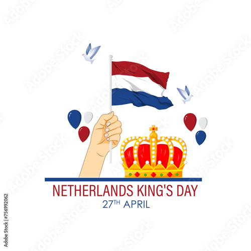 Vector illustration of Netherlands King's Day social media feed template
