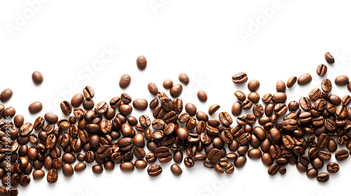 Coffee Beans Isolated on White Background with Copy Space for Text or Design Element, Fresh Roasted Arabica Coffee Concept, Generative AI