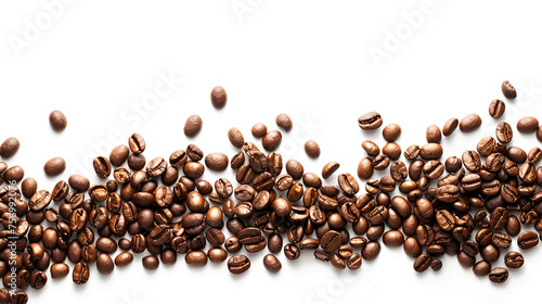 Coffee Beans Isolated on White Background with Copy Space for Text or Design Element, Fresh Roasted Arabica Coffee Concept, Generative AI

