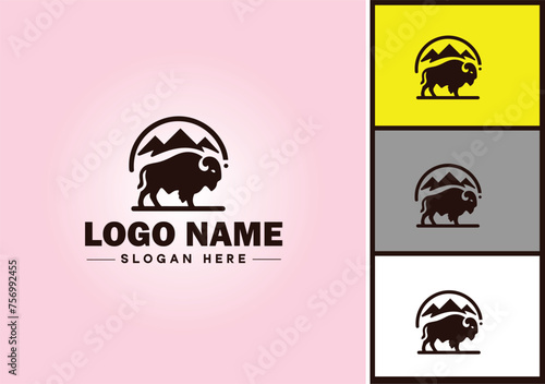 bison logo vector art icon graphics for business brand icon bison logo template