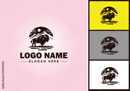 bison logo vector art icon graphics for business brand icon bison logo template