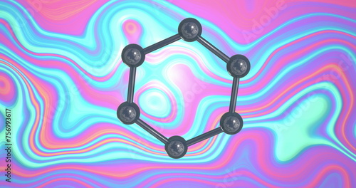Image of micro of molecules models over pastel background
