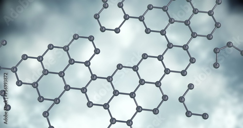 Image of 3d micro of molecules on grey background