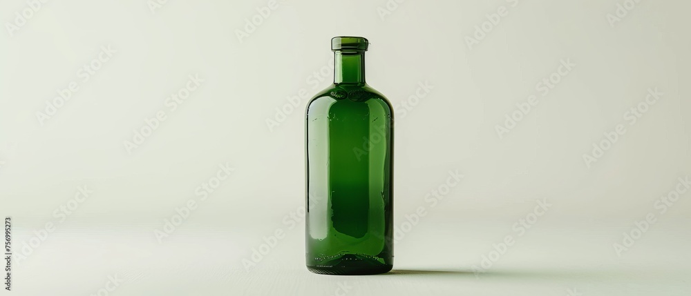 Green glass bottle on white Green glass bottle on white