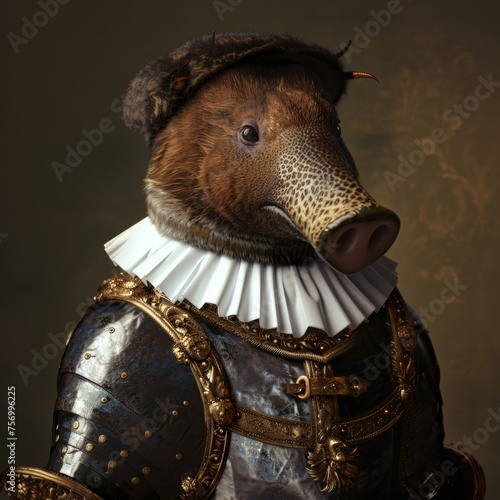 Platypus Noble in Elizabethan Armor and Ruff photo